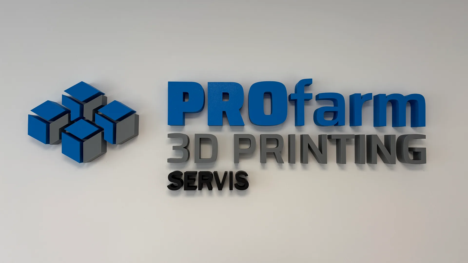 The PROfarm 3D logo on the wall